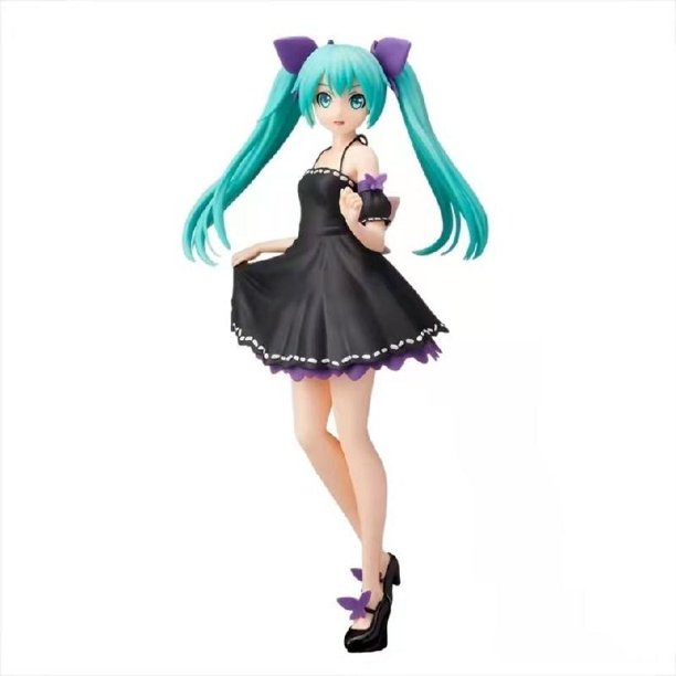 Sega Spm Vocaloid Miku Hatsune Miku Ver. Figura de acción de Black Dresses, modelo de Pvc, juguetes coleccionables Gong Bohan LED
