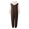 thumbnail image 5 of Pantalones de yoga Gibobby Pijamas de manga larga de lana artificial para mujer Casual Color Sólido Cremallera Suelta con capucha Mono Pijamas Casual Invierno Cálido Orejas li(Marrón， XXXXL), 5 of 5