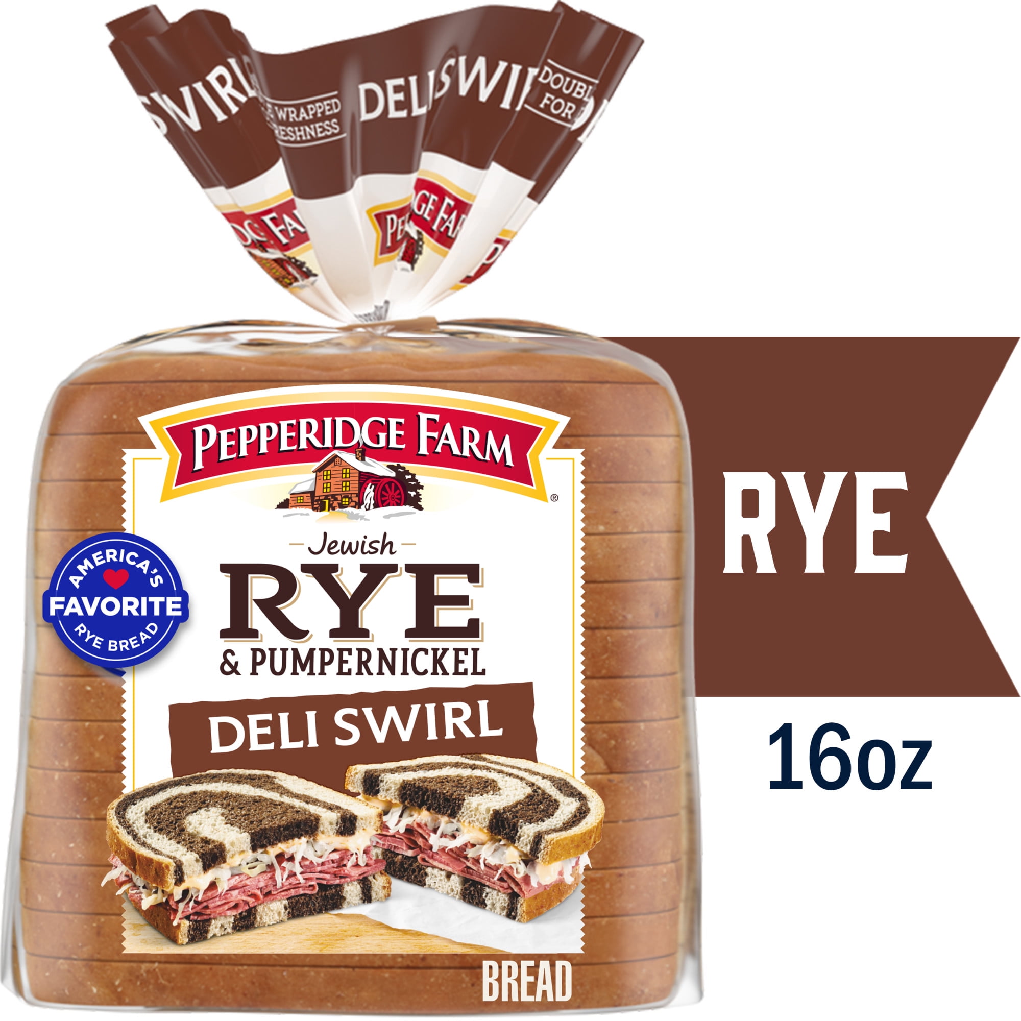 Pepperidge Farm Jewish Rye & Pumpernickel Deli Swirl Bread, 16 oz. Bag