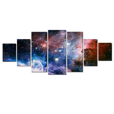 Decor Spice - Startonight Huge Canvas Wall Art Awesome Space ll, Home Decor, Dual View Surprise Artwork Modern Framed Wall Art Set of 7 Panels Total 39.37 x 94.49 inch
