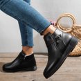 thumbnail image 2 of Zapatos Botines mujer Botines de mujer a la moda para otoño e invierno tacón bajo antideslizante parte superior alta felpa cálido Color sólido cremallera lateral cómodo (Black 7.5), 2 of 7