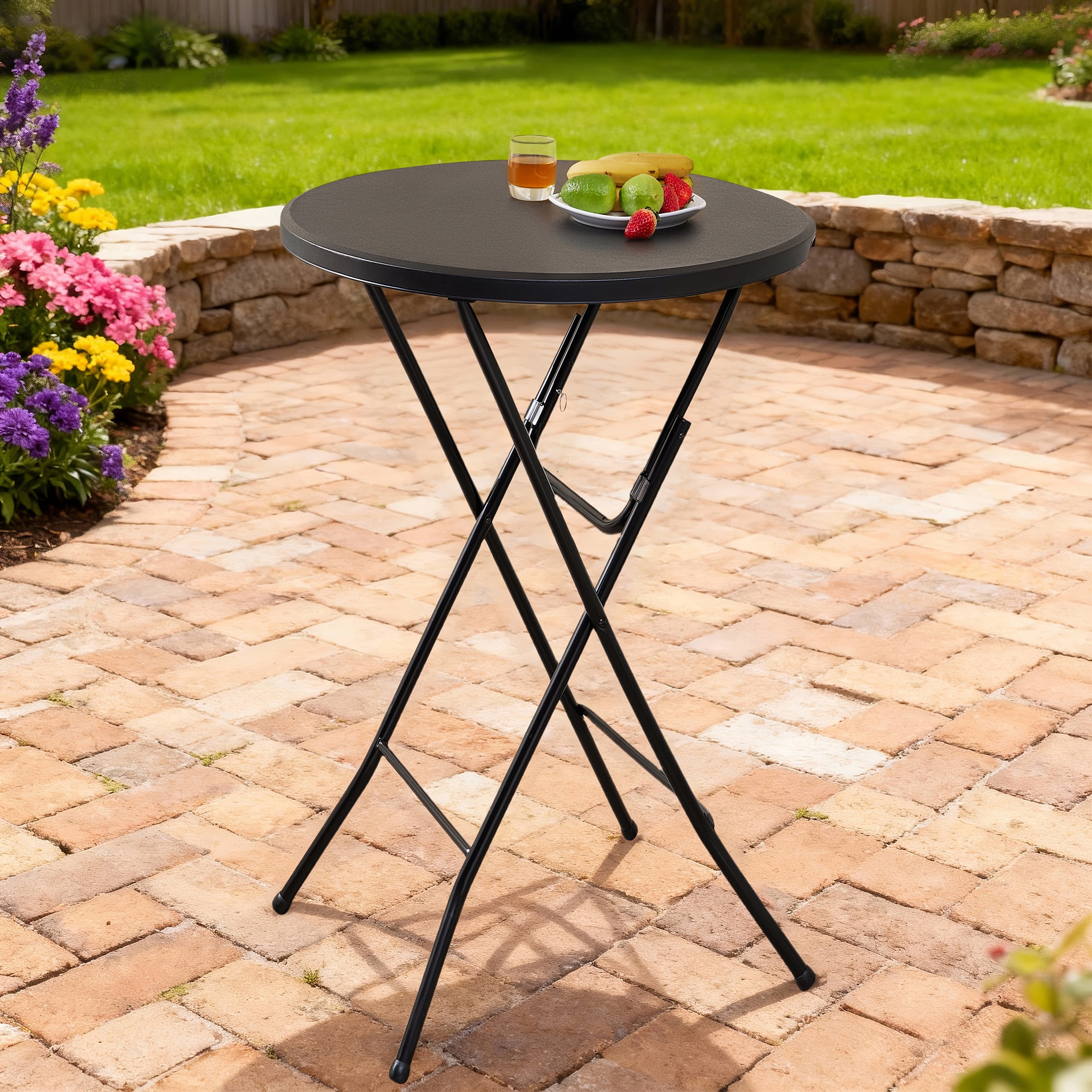 Mainstays 31" Round High-Top Cocktail Folding Table, Black