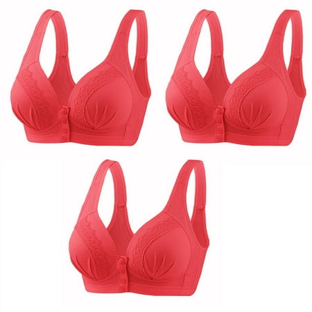 

Meichang Bras for Women Plus Size Support T-shirt Bras Seamless Padded Bralettes Shapewear Breathable Front Closure Full Figure Bra Sets 3 Pack Nuring Bra