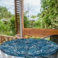 thumbnail image 2 of Ambesonne Aloha Fitted Round Tablecloth, Abstract Grunge Botany Leaves, 36"- 40" Diameter, Indigo and Sea Blue, 2 of 5