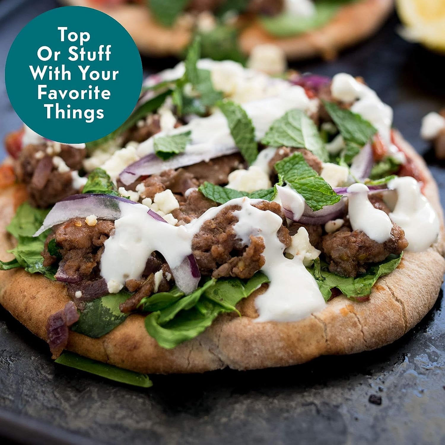Sweet Onion Pita Bread | Vegan | Cholesterol | Kosher, Pita , Soy , Breakfast Pastry, ly baked (3 Pack, 18 Pitas Total) - 36oz