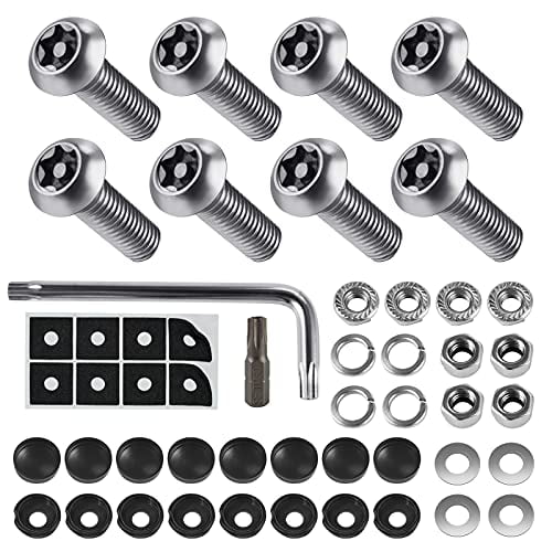1/4 Universal License Plate Screw Caps M6 Black Dadop Anti Theft License Plate Screws Rust Proof Stainless Steel Bolts Fasteners Kit Tamper Proof Screws for Cars Front Rear Frame Holder ​ 