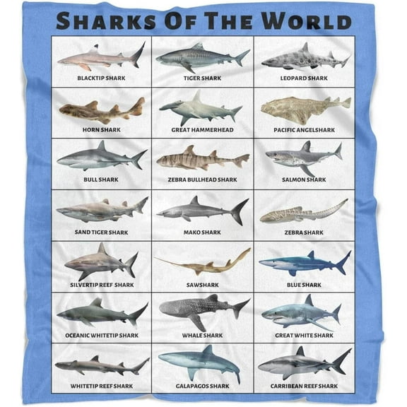 Waykingo Sharks Flannel Fleece Throw, 40” x 50”