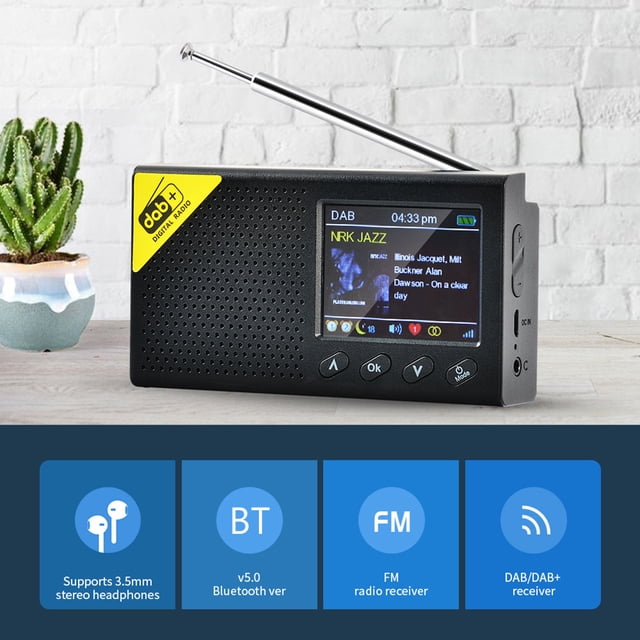 Receptor FM Kuymtek Radio Digital Estéreo DAB Bluetooth 5.0 Pantalla LCD 2.4 pulgadas