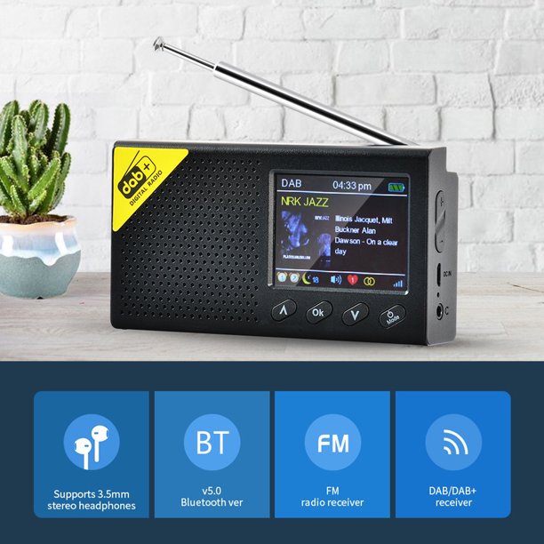 Pantalla LCD Compatible con Bluetooth 5.0 Radio digital Estéreo DAB FM Audio Rece