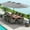 Grey, variant on Costway 10 Pieces Patio Wicker Dining Set with Double-Sided Patio Umbrella 8 Armchairs Turquoise