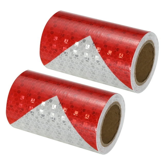Unique Bargains Ruban Réfléchissant, 2 Rouleaux 4 Pieds x 10 Pieds Ruban Flèche Haute Visibilité, Rouge Blanc
