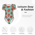 thumbnail image 6 of Uemuo Hand Drawn Strawberry Pattern Women's One Piece Short Sleeve Swimsuit Rash Guard Surfing Modest Quick-drying Swimsuit Beach Essentials-, 6 of 9