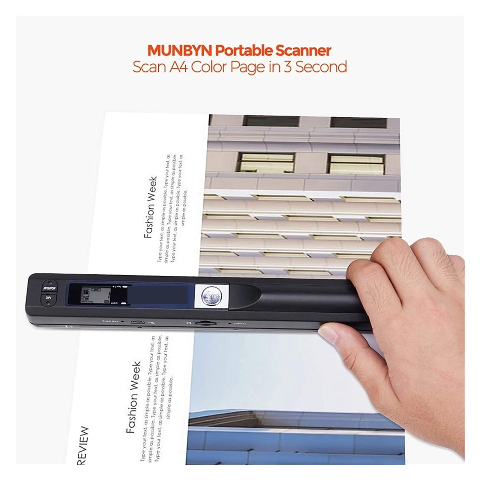Portable Scanner 900 DPI Handheld A4 Document Scanner For Business Photo Picture Receipts Books Support JPG/PDF Format Document ,Built-In Convenience