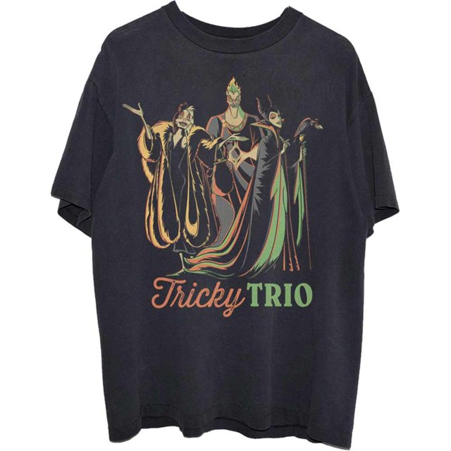 Disney - Camiseta Tricky Trio de Algodón para Adultos Unisex (Negro)