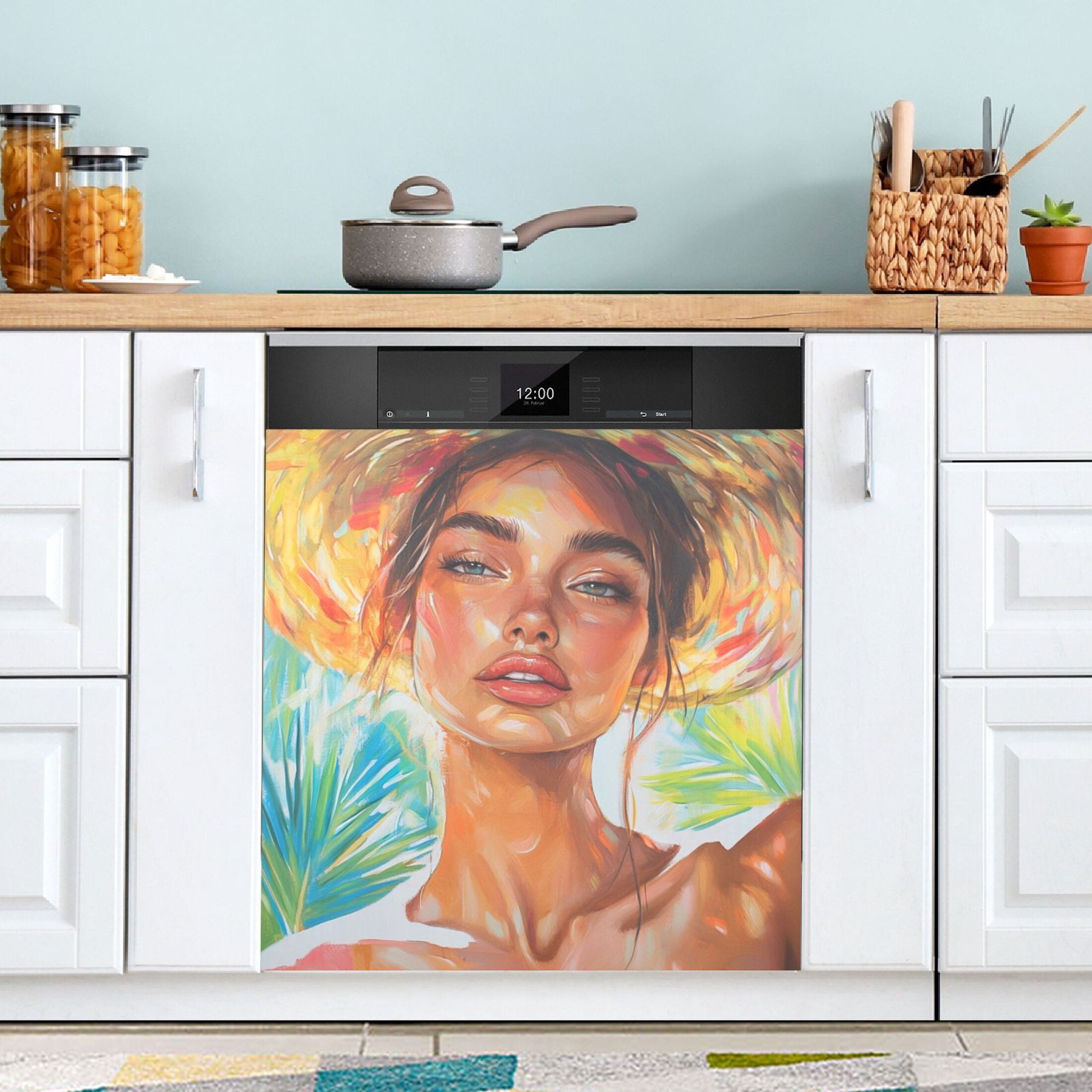 Dishwasher Magnetic Sticker 23x26 Inch Refrigerator Magnetic Sticker Washing Machine Magnetic Sticker Kitchen Panel Magnetic Sticker Home Decor Beautiful Summer Beauty