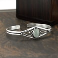 thumbnail image 4 of 925 Silver Plated Natural Aquamarine Cuff Bangle Bracelet for Women – Handmade Open Bangle – Green Gemstone March Birthstone Statement Jewelry – Gift for Her, 4 of 6