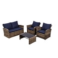 thumbnail image 3 of Howcool 4‑Piece Patio Furniture Set,Wicker Outdoor Rattan Sectional Sofa with Cushions, Pillows & Glass Table,All‑Weather Outdoor Conversation Set for Garden, Porch, Backyard, Patio, 3 of 7