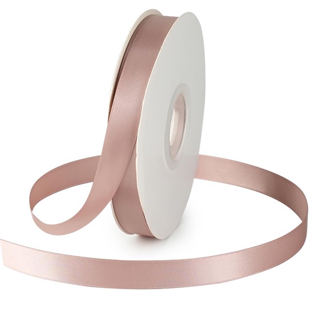 Cinta decorativa de satén DINDOSAL, 1,6 cm x 46 m, color rosa polvoriento