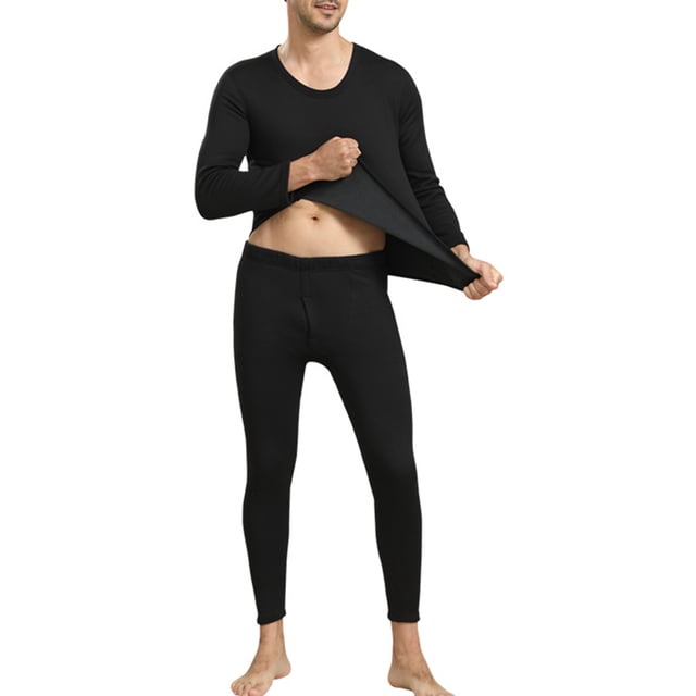 Ropa interior térmica para hombre, Calzoncillos largos con forro de lana, conjunto de ropa interior larga para clima frío, invierno, parte superior inferior