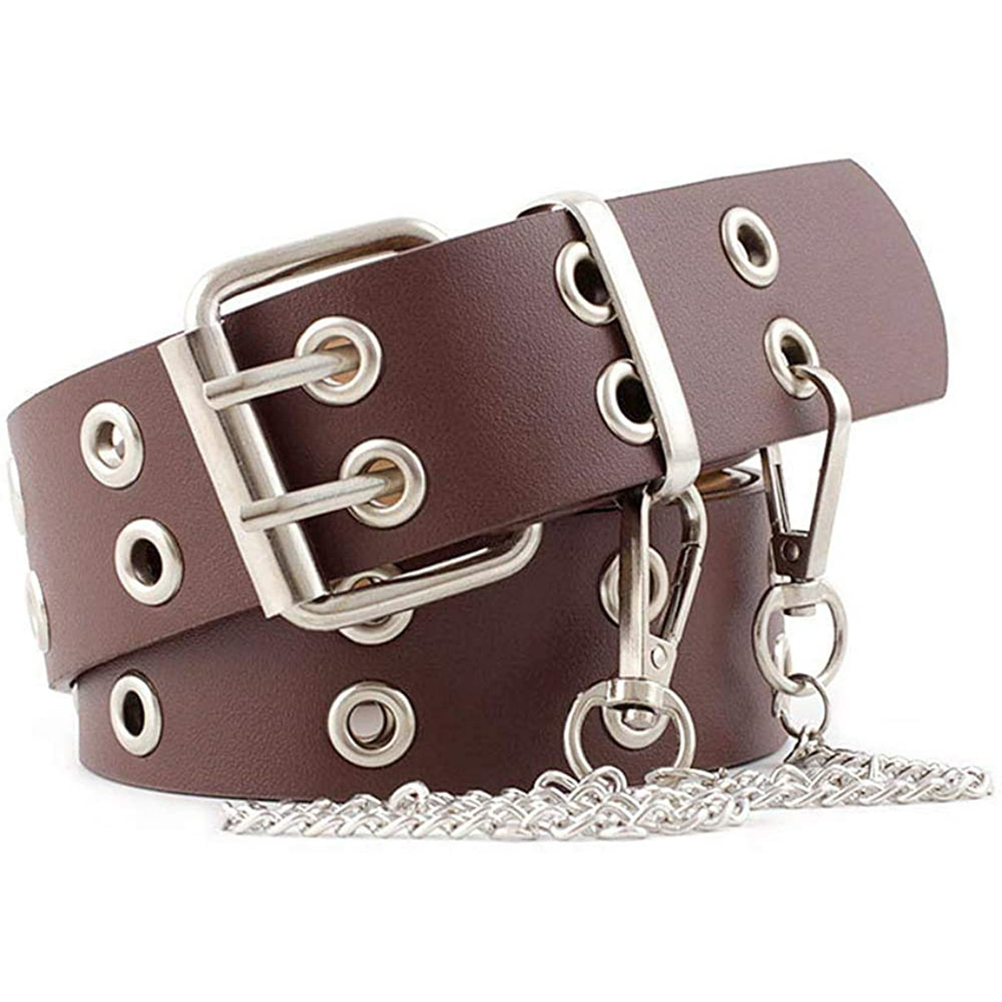 Grommet Belt Soft Waist Belt Vintage Belt Women Belt Faux Leather Belts 2 Holes Belt Brown Belt Buckle Hole Belt PU Leather Belt Twin Prong Belt