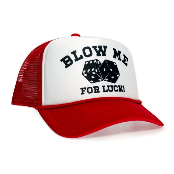 Posse Comitatus Blow Me for Luck – Funny Hat Adult One-Size Multi Cap (Red/White)