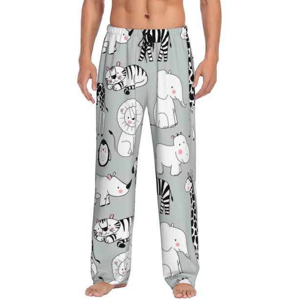 Fotbe African Animals Pantalones de Pijama para Hombre, Pantalones de Dormir, Pantalones de Casa con Cintura Ajustable y Bolsillos-3X-Large