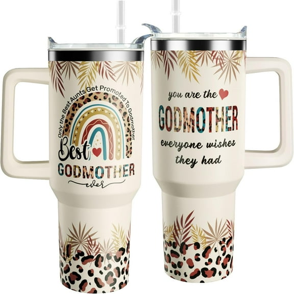 40 Oz Mom Tumbler With Handle And Straw, Godmother Gifts From Godchild, Gifts For Godmother, Godmother Christmas Gifts, Best Godmother Ever Gift, Christmas Gifts For Godmother