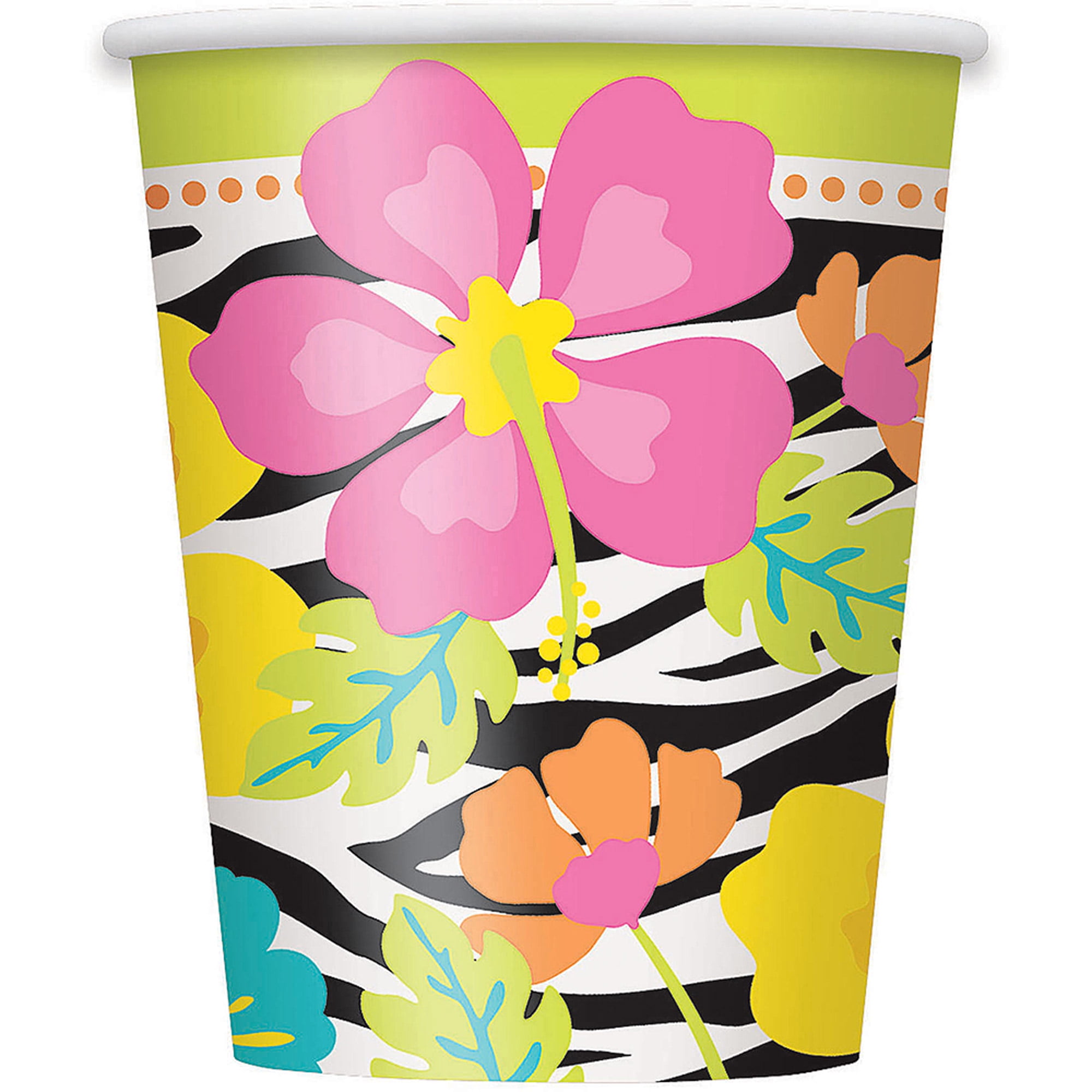 9oz Wild Luau Paper Cups, 8ct