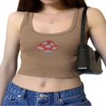 thumbnail image 2 of Women Rhinestone Camisole Y2K Mushroom Pattern Crop Tank, 2 of 9