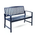 thumbnail image 6 of Navy Blue Acacia Wood Bench - 48.5" Farmhouse Style Outdoor Bench, Weather-Resistant Garden Seating with 17.9" Seat Height, 6 of 9
