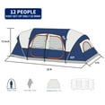 thumbnail image 2 of 12 Person Camping Tents, 3 Room Weather Resistant Family Cabin Tent, 6 Large Mesh Windows with Carry Bag, 2 of 6