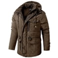 thumbnail image 3 of Parka de invierno con capucha, cortavientos, de algodón, acolchada, gruesa, ajustada, informal, de forro polar, clásica, cálida, 3 of 5