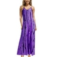 thumbnail image 3 of Sexy Dance Beach Sun Dress for Womens Casual V Neck Loose Long Dress Tie Dye Flowy Pleated Dress Summer Holiday Maxi Dress, 3 of 5