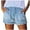Light Blue, variant on Qiopertar Women's Denim Shorts Casual Tassel Tie Waist with Pockets Spring Summer Fashion Jeans Shorts Trendy Elastic Bandage Bottom