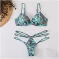 thumbnail image 4 of Bañador sexy con aros y almohadilla en el pecho para mujer Traje de baño dividido con estampado dorado Fridja  nalpqowj58545, 4 of 8