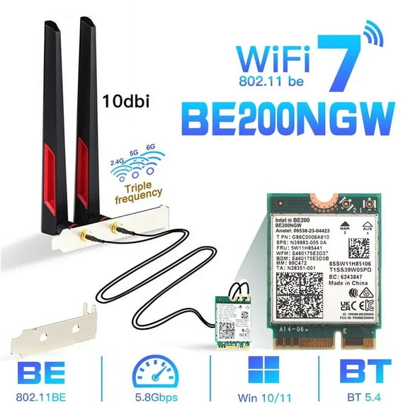 WiFi 7 BE200 Bluetooth 5.4 card be200ngw 2.4/ 5/ 6 GHz 5.8 Gbps wrieless adapter for Windows 11 desktop PC with NAS