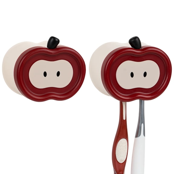 Linkidea 2 Pack Adhesive Manual Toothbrush Holder with Cover, 2 Slots Wallmount Brush Organizer Compatible with Colgate Extra Clean, Reach Essentials