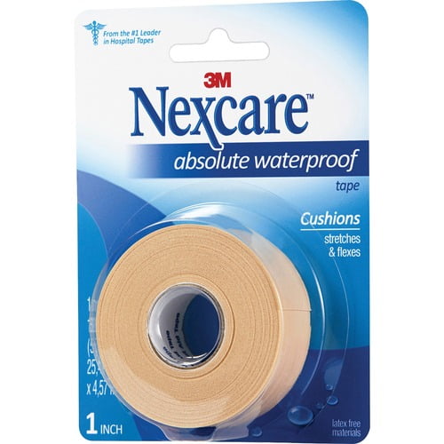 Nexcare Waterproof Tape, 15 ft Length x 1" Width, Aqua, Foam, Dispenser Included, Water Proof (731) | 10-Pack (10 Total)