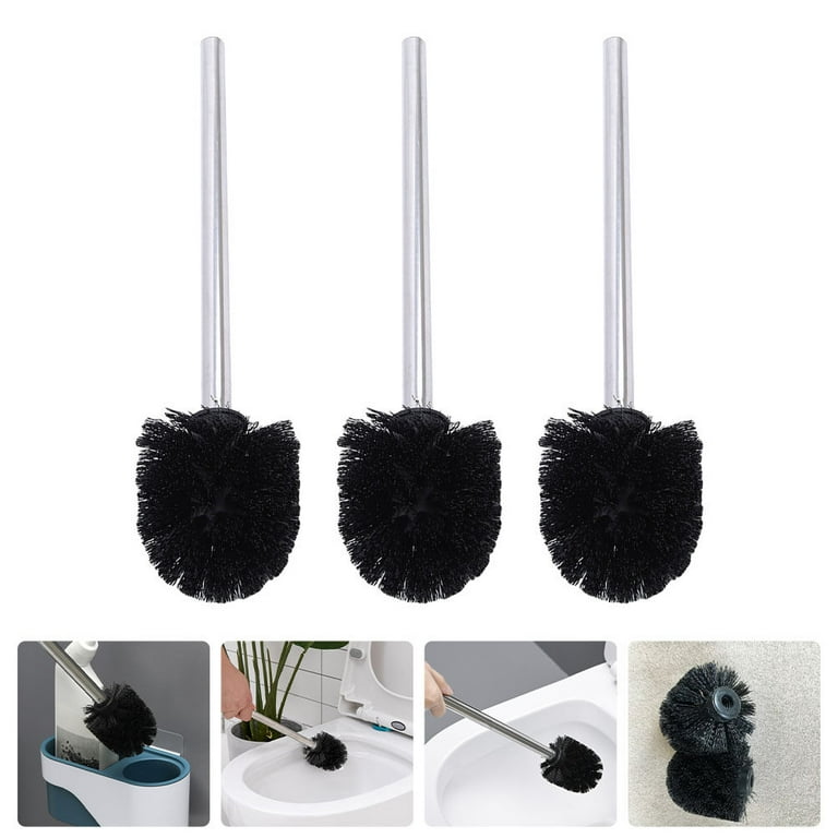 3pcs Plastic Toilet Brush Heads Replacement Brush Heads for Home Black