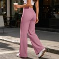 thumbnail image 5 of Rexolia Women's Wide Leg Straight Pants High Waist Yoga Gym Lounge Wear Pink M, 5 of 7