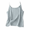 thumbnail image 3 of BILIKEYU Women's Tough Quality Linen, Loose Fit Casual Sleeveless Cami Blouse Breathable Cotton Flowy Summer Beach Resort Outfits, Light Blue, 3 of 9