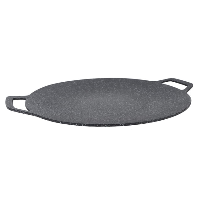 Barbecue Plaque Ronde, Portable Antiadhésive Robuste Style Coréen Plaque Ronde Barbecue Fiable Aluminium Pierre Maifan Revêtement Sans Fumée Plaque Ronde Adaptée Maison Camping Intérieur
