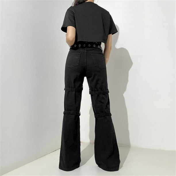 Gothic Emo Alt Cargo Pants Techwear Hippie Baggy Jeans Mom Goth Punk Black  Denim Trousers Cyber Y2k Pants Academic Dark Clothes 