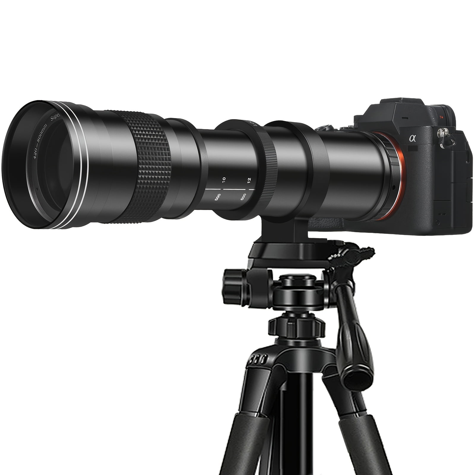 420-800mm F/8. 3-16 High-Power Telephoto Zoom Lens with Manual Focus for Canon EF Mount DSLR Cameras - T-Mount Adapter Included, Compatible with Multiple Models with Adapter
