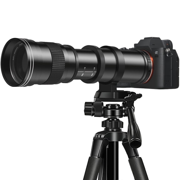 Professional 420-800mm Telephoto Zoom Lens for Wildlife Sports News Photography, Manual Focus with T-Mount, Compatible with Canon EF DSLR Cameras, Durable Build