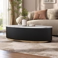 thumbnail image 2 of Furniture of America Jaine Modern Marble Top Oval Coffee Table, Black and White, 2 of 14