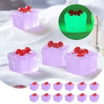 WIZUTIZ Christmas Mini Resin Gift Box 12 PCS Light up Wrapping Ornaments Decor with Bow 6 Colors Elegant Handicraft Box 0.7x0.74in for Xmas Gifts Party Supplies Purple