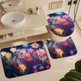 thumbnail image 6 of Watercolor Wildflowers 4 Piece Shower Curtain Sets, with Non-Slip Rugs, Toilet Lid Cover And Bath Mat, for Bathroom Decor Set, 6 of 8