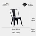 thumbnail image 4 of Sillas de metal Stay Elit Navi Juego de 4 sillas de comedor interiores exteriores color negro Tolix minimalista, 4 of 6
