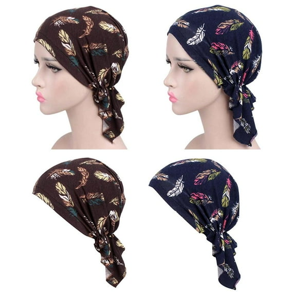 2 PCS Adult Hat Headscarves Chemo Headgear Scarf Cap Beanie Sleeping Cap